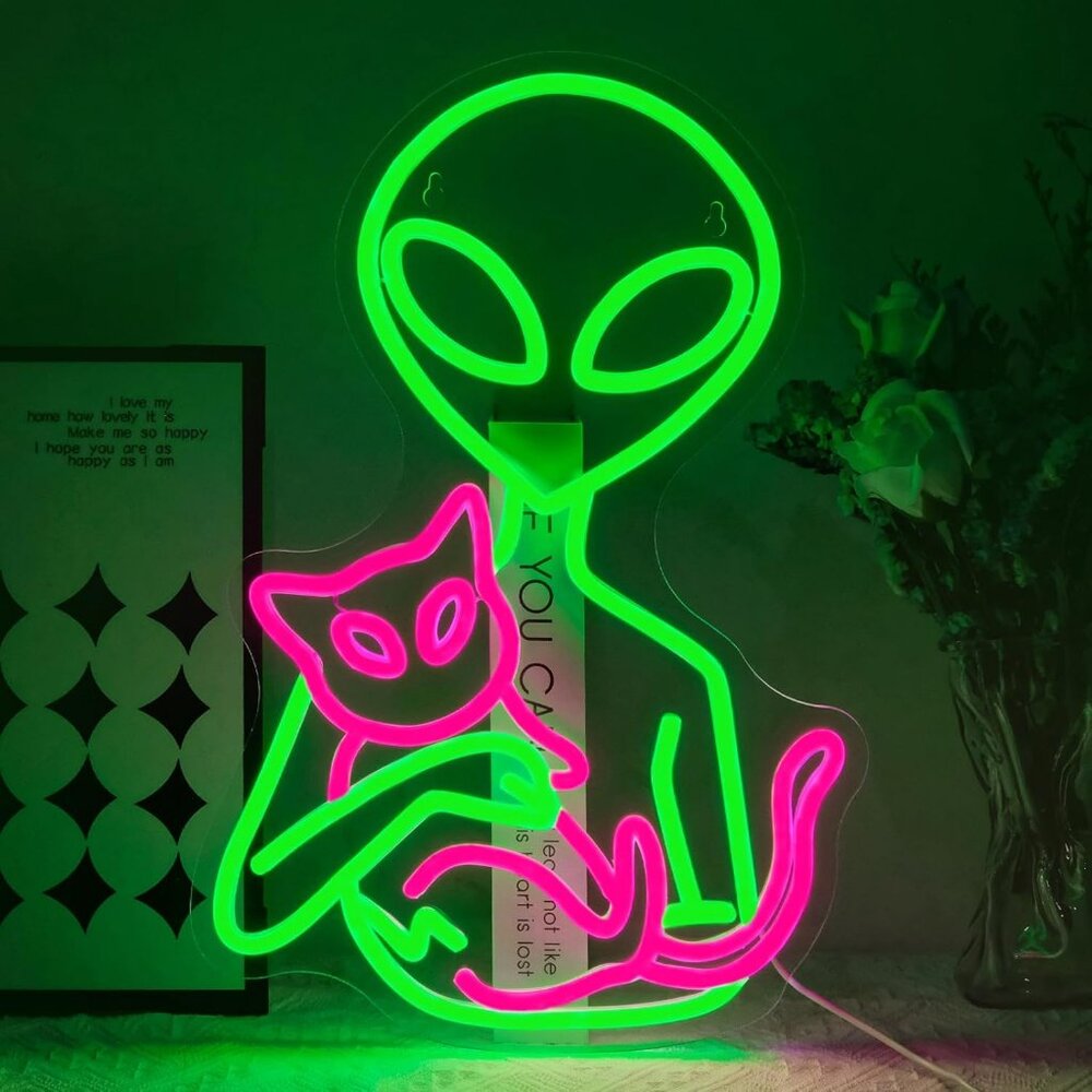 Alien Neon Sign Dimmable LED Lights for Wall Decor Bedroom Game Room Party Gift